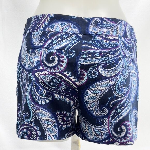 BANANA REPUBLIC Womens Shorts Blue Paisley Cotton Stretch Band-less Waist Size 4 - Picture 9 of 9